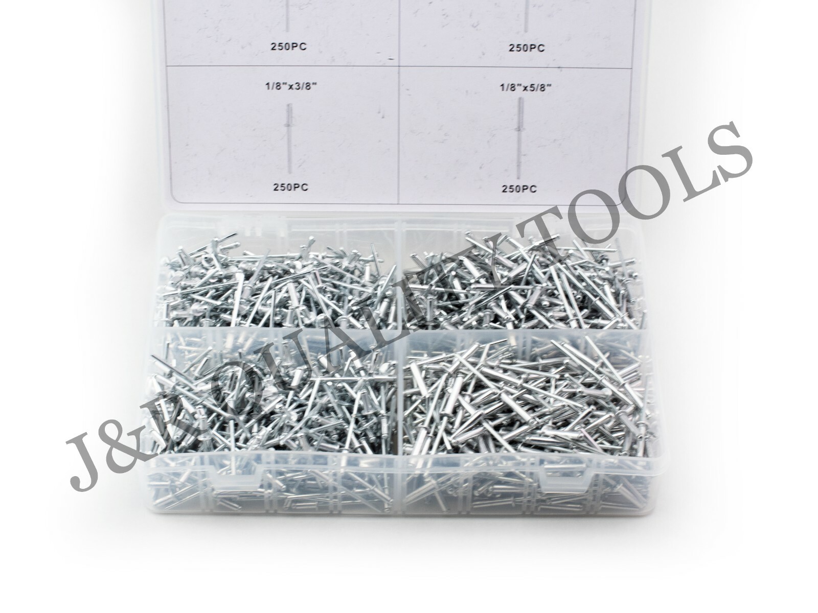 1000pc 1/8" Aluminum Blind Pop Rivet Assortment 4 Hand/Air Riveter Gun Rivet Set