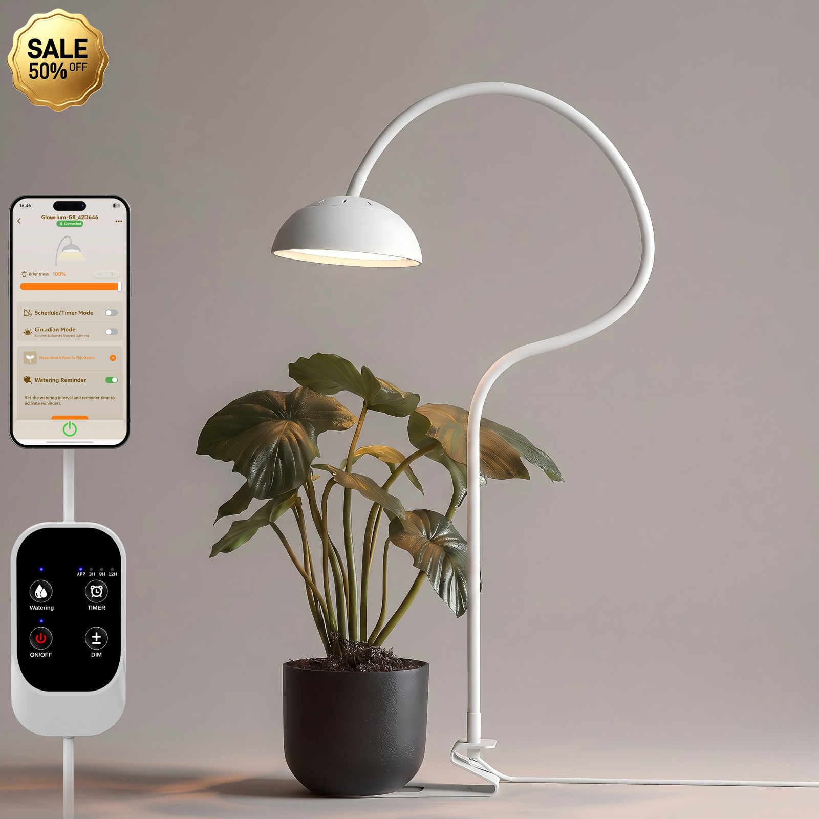 Grow Lights for Indoor Plants Full Spectrum LED Stepless Dimming and Timer
