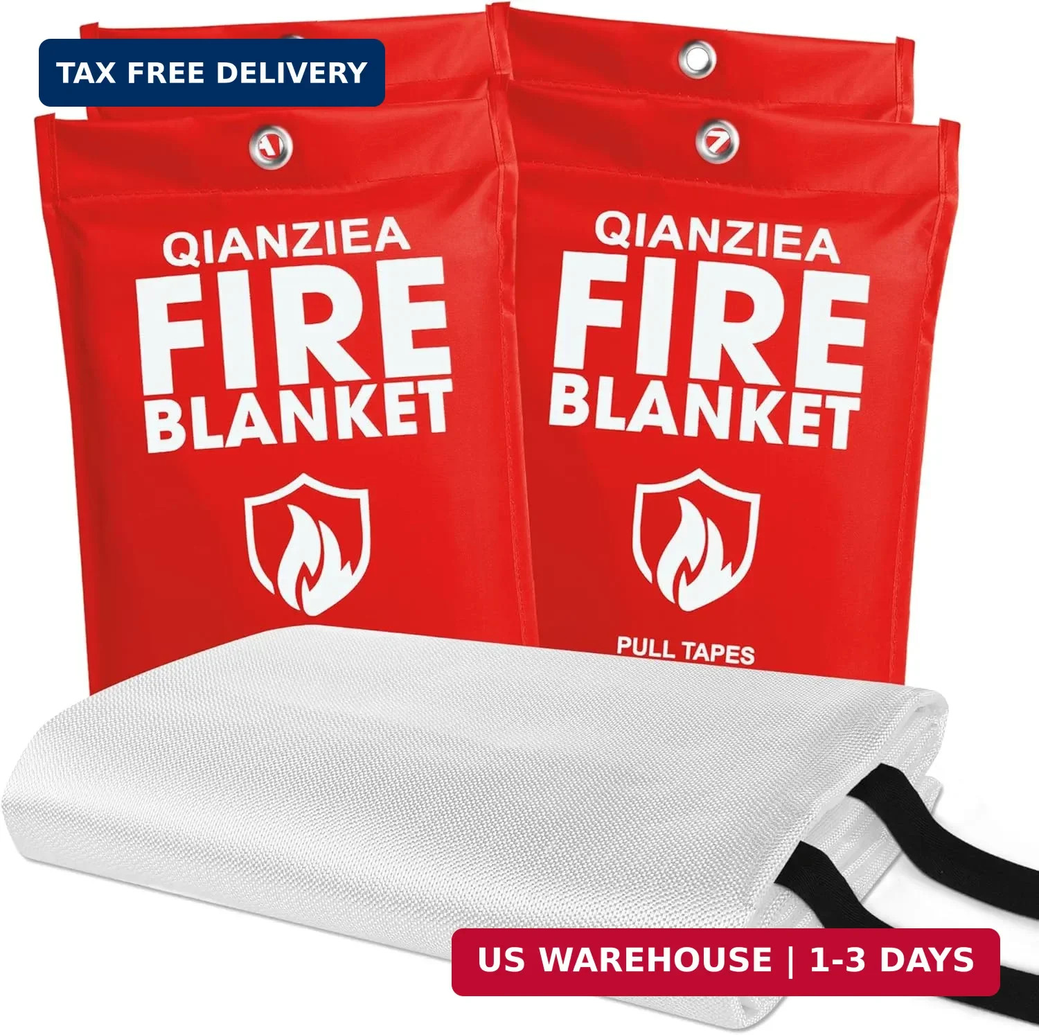 4 Pack Fire Blanket 40" x 40" - Emergency Fire Blanket for Kitchen & Home, Fiber
