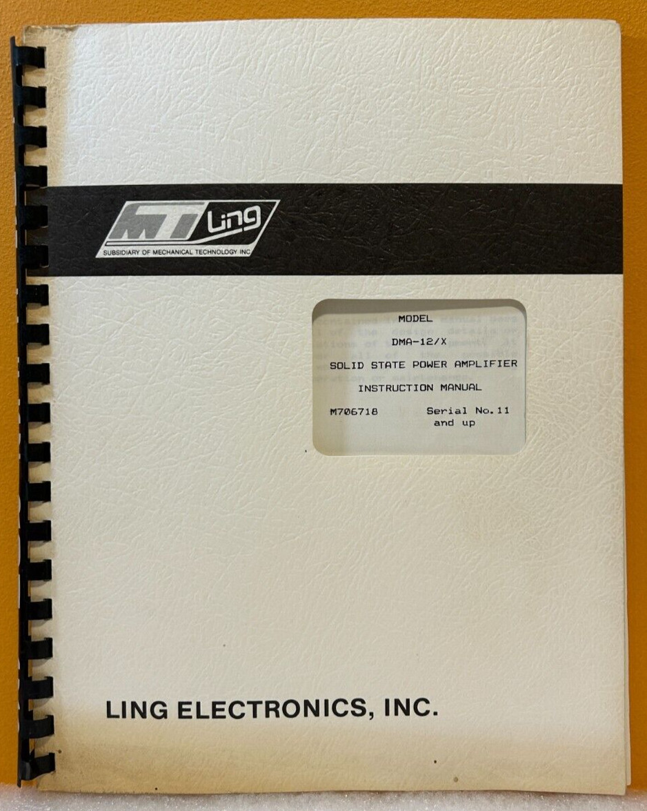 Ling Electronics Model DMA-12/X Solid State Power Amp M706718 Instruction Manual