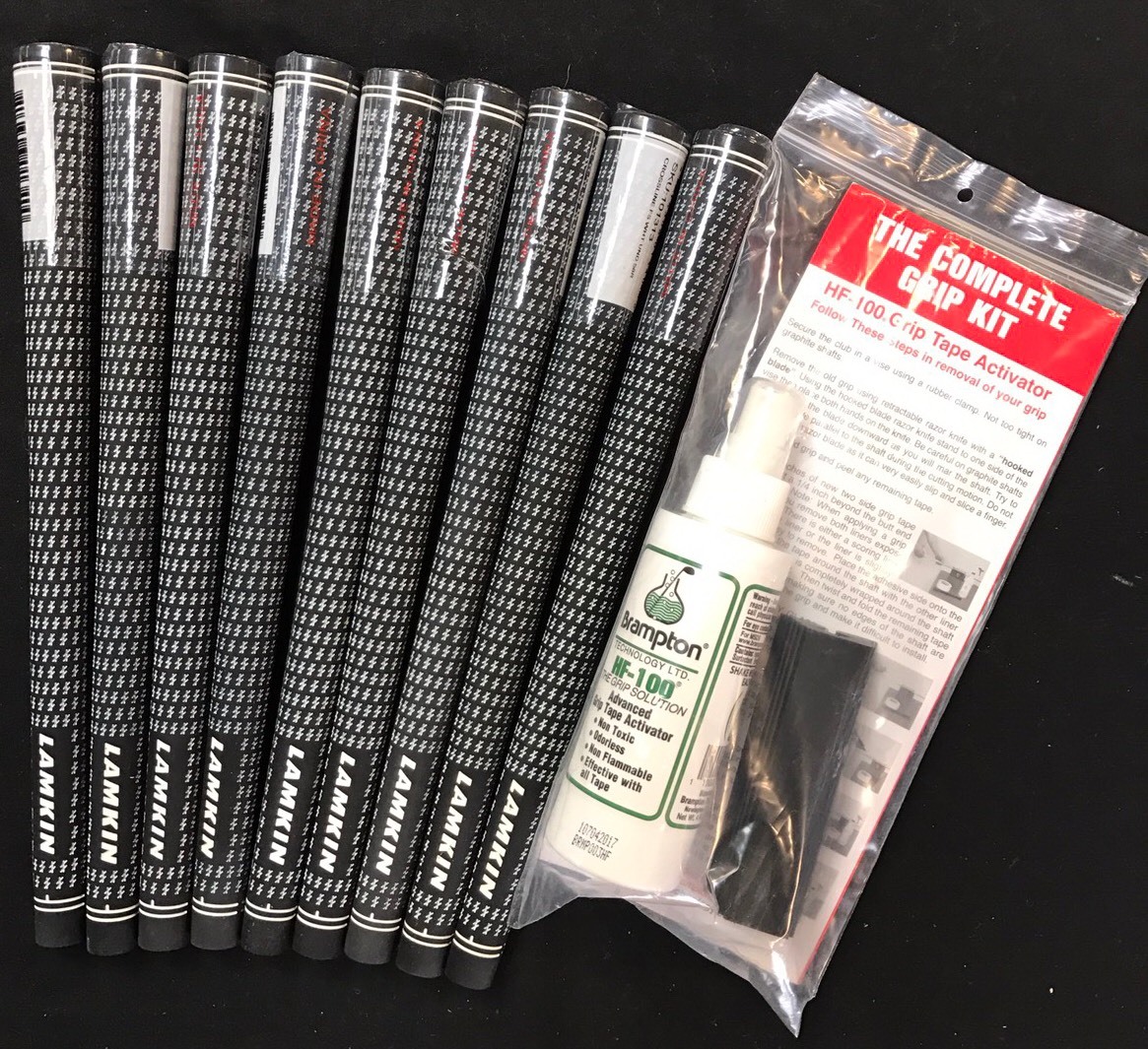 9 X Lamkin Crossline Black/White Ladies Undersize Golf Grips + Brampton Grip Kit