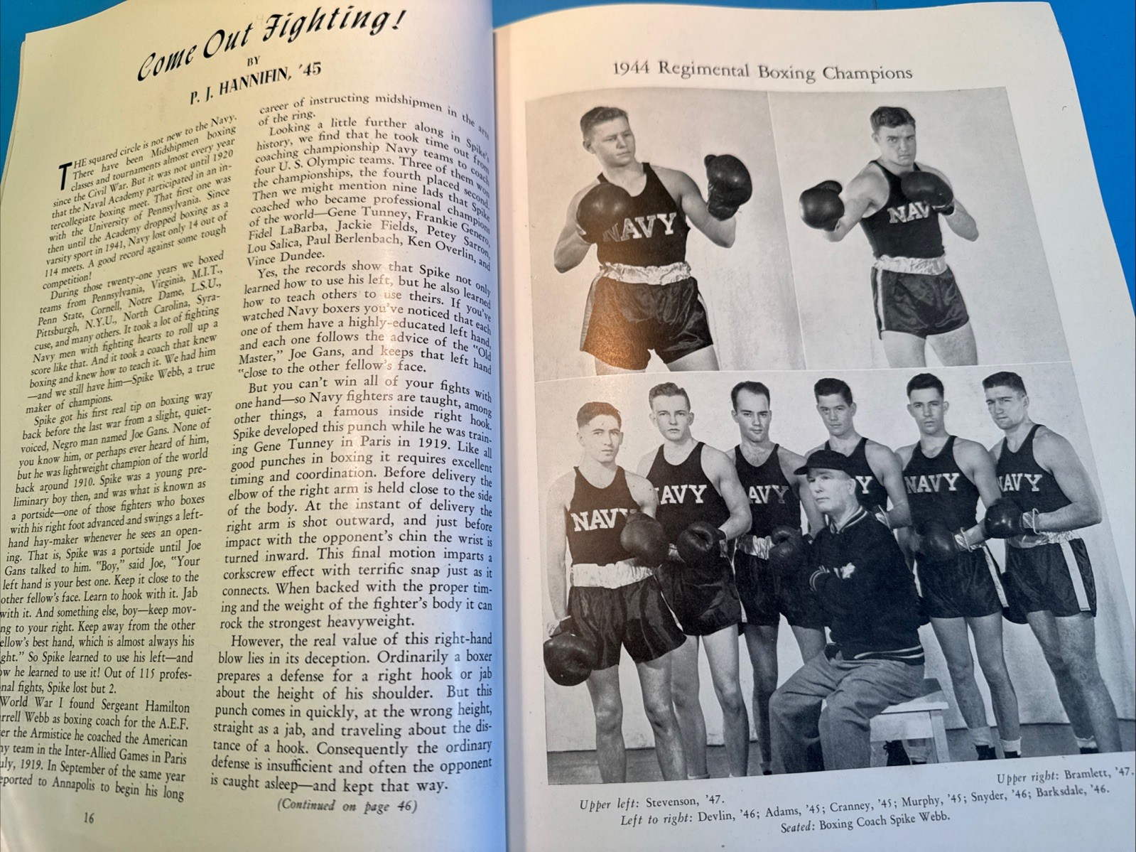 1944 Trident Magazine Spike Webb Boxing Coach naval Academy  Spring WWII