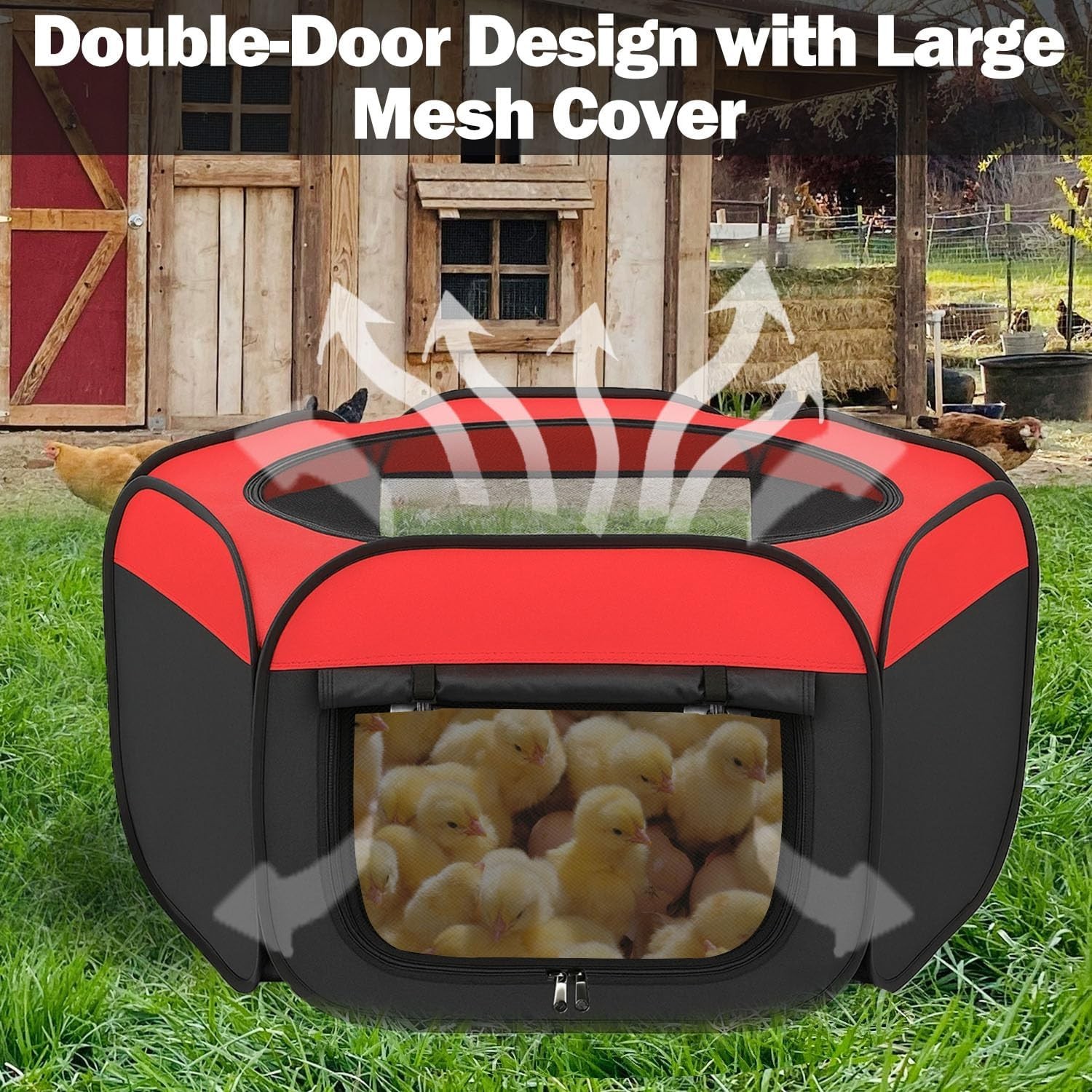 Pop Up Chicken Brooder Box - Large Collapsible Chick Starter Kit & Brooder Pen