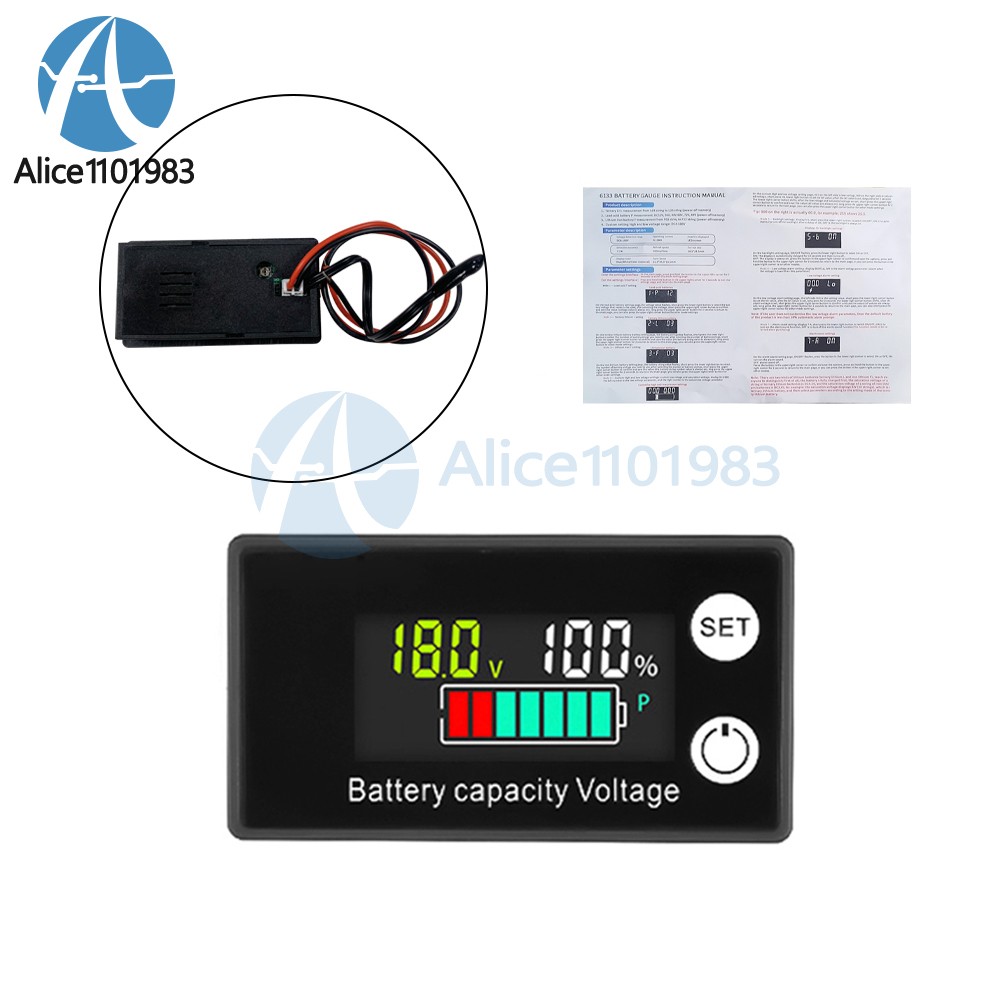 50PCS 6133A DC8-100V Digital Voltmeter LCD Lead-acid Battery Capacity Indicator