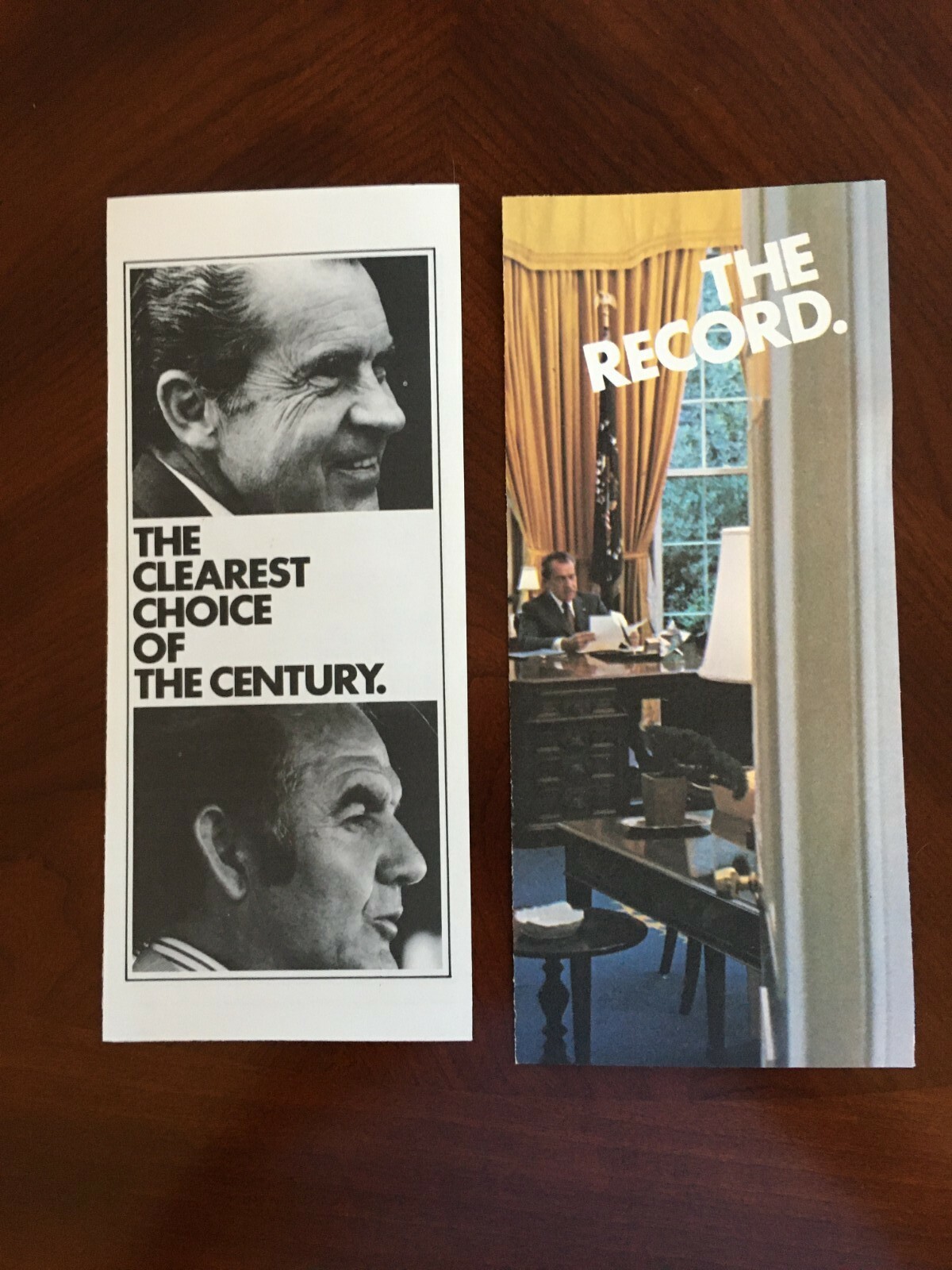 Lot of 2 Re-Elect Nixon Campaign Brochures The Clear Choice and The Record