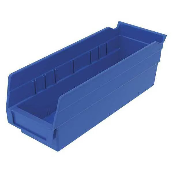 Manufacturer Varies Shelf Storage Bin, Plastic, Blue, 4 in H, 4 1/8 in W, 11 5/8