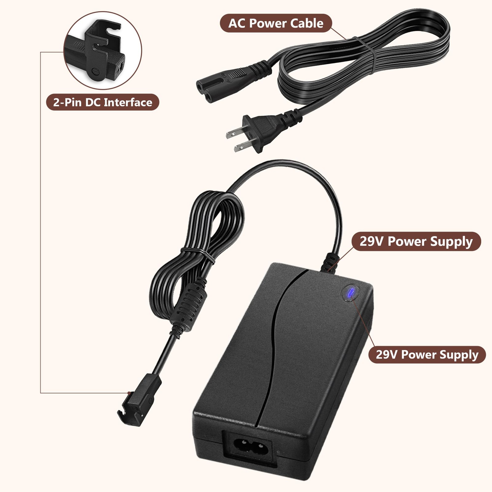 Power Recliner Power Supply 29V 2A 2 Pin Recliner Power Cord for Electric Rec...