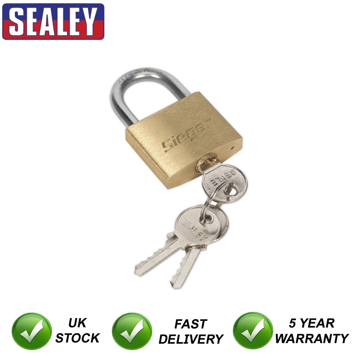 Sealey Siegen Brass Body Padlock with Brass Cylinder 40mm S0987