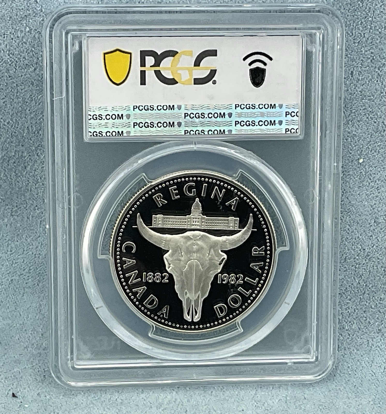 1982 1$ DOLLAR REGINA CENTENNIAL CANADA PCGS PR-69-DCAM DEEP CAMEO