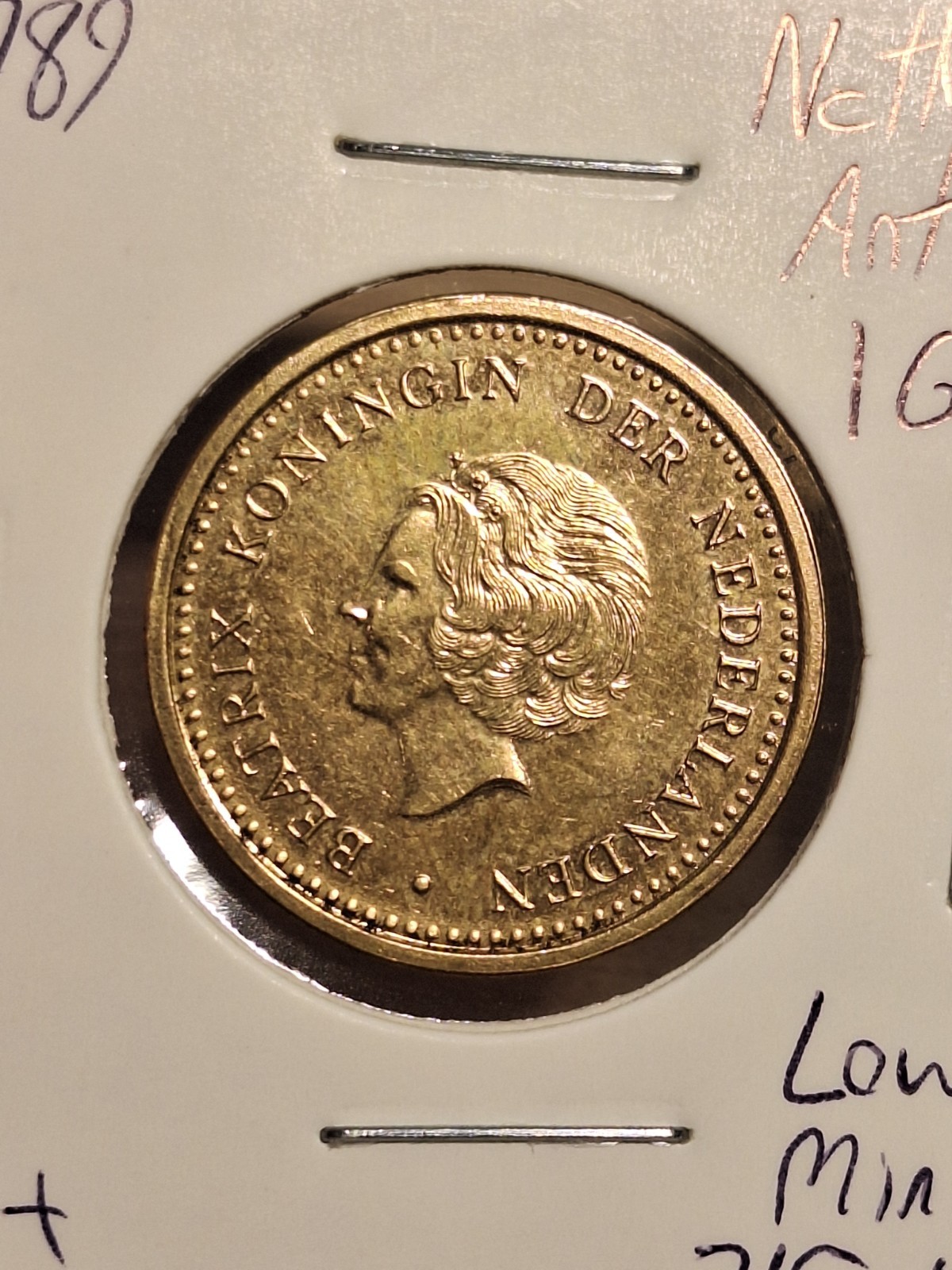 Lower Mintage 1989 Netherlands Antilles 1 Gulden Nice ~AU+/UNC Only 715,000 Ex.