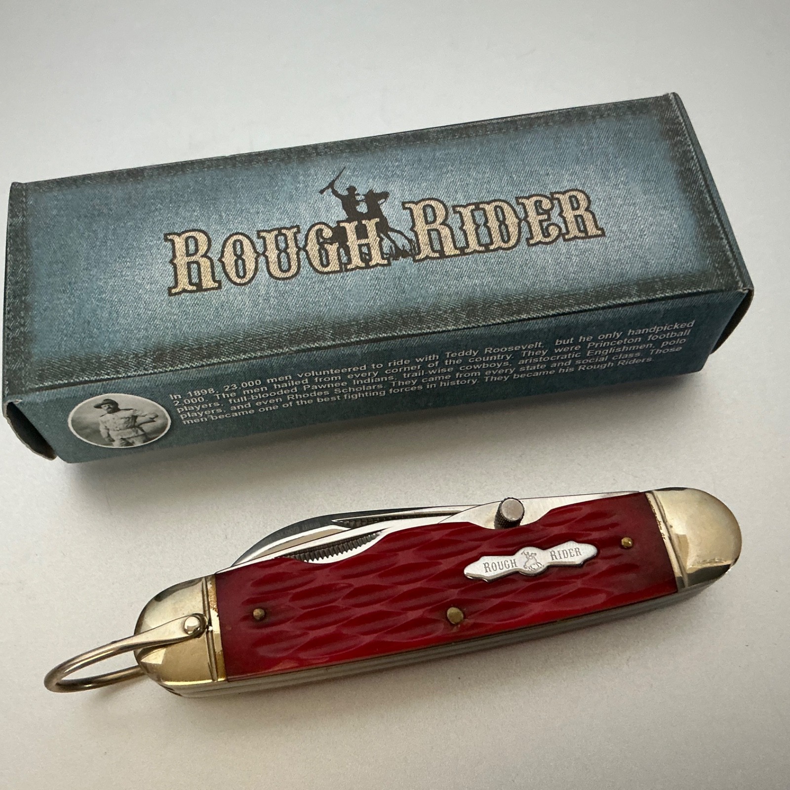 Rough Rider Camp/Scout Pockeknife Red Jig Bone RR573