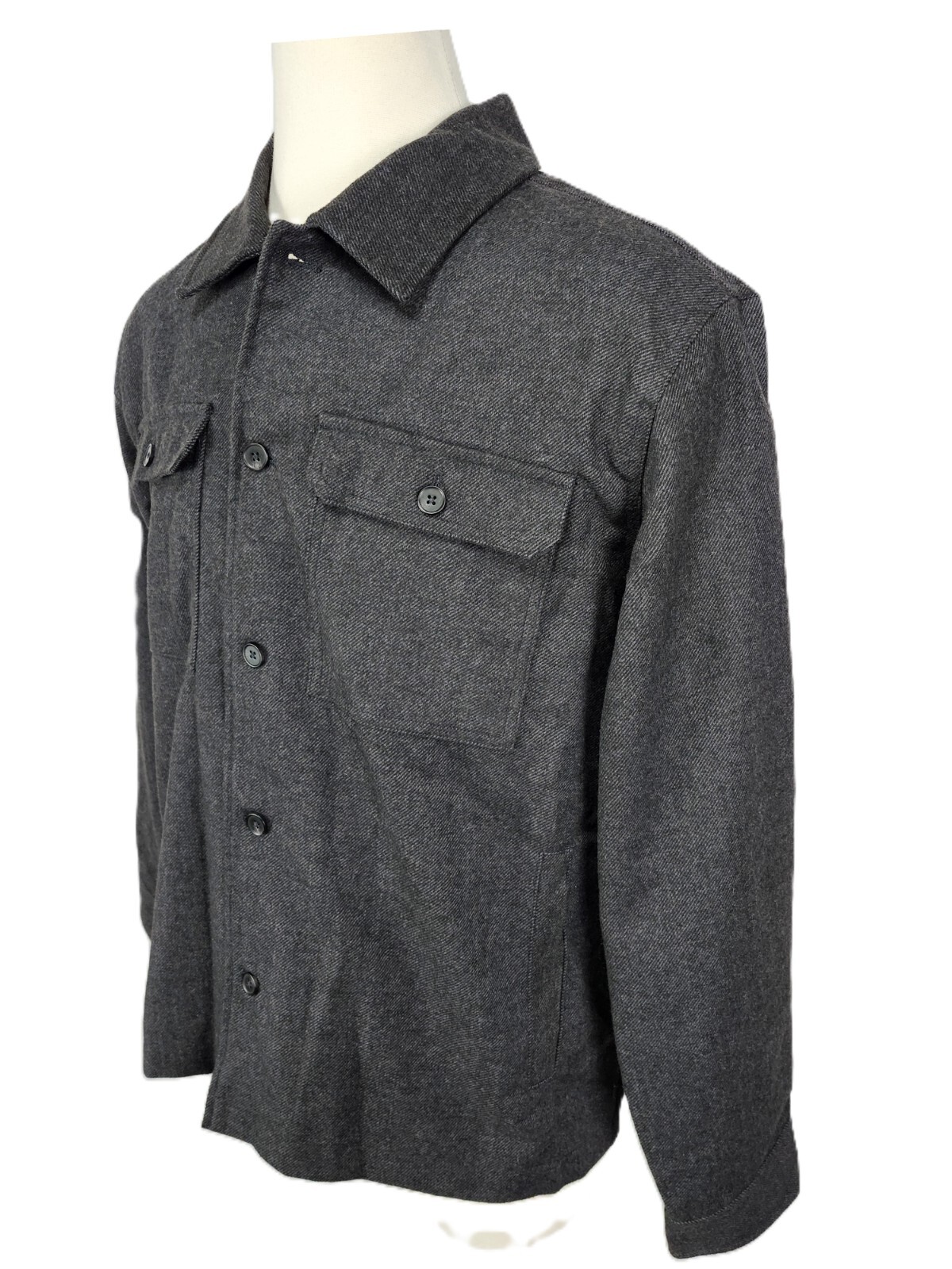 Goodfellow & Co Mens Dark Gray Solid Woven Heavyweight Shirt Jacket, Full Lining