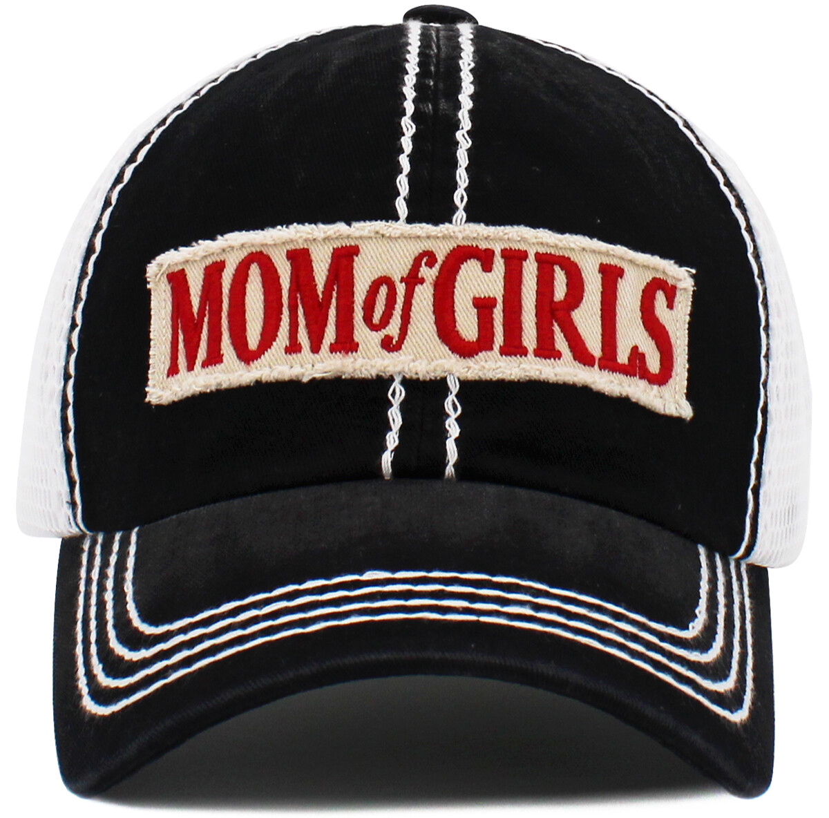Mom of Girls Boys Theme Baseball Softball Womens Baseball Cap Distressed Vintage