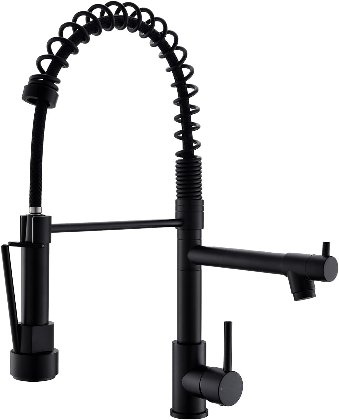 Matte Black Pull Down Kitchen Faucet with Sprayer - Commercial Style