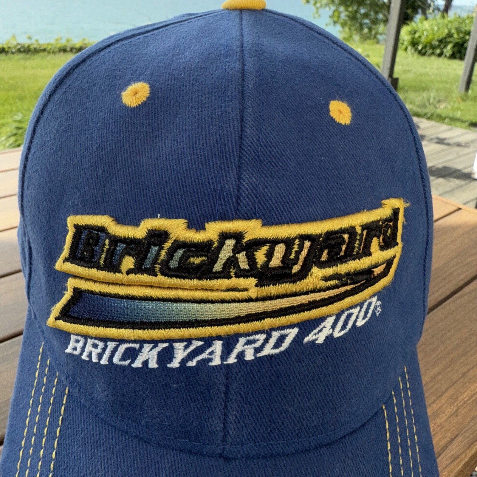 Brickyard 400 @ Indianapolis Motor Speedway Royal Blue Yellow Hat Cap Hook Loop