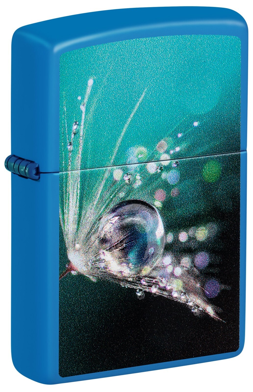 Zippo Lighter: Dew Drops, Raised Print - Sky Blue Matte 48864