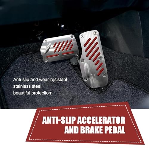 Car Pedal Cover, Brake and Accelerator Anti-skid Pedal Cover with 2 PCS Red