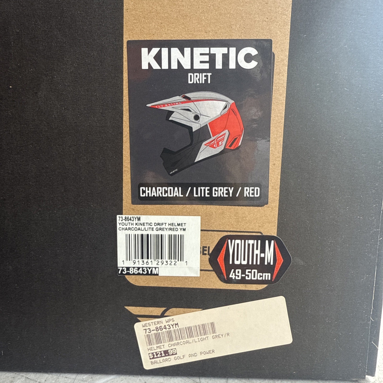 Fly Racing - Kinetic Drift Helmet - Charcoal/Grey/Red - Youth Med.  73-8643YM