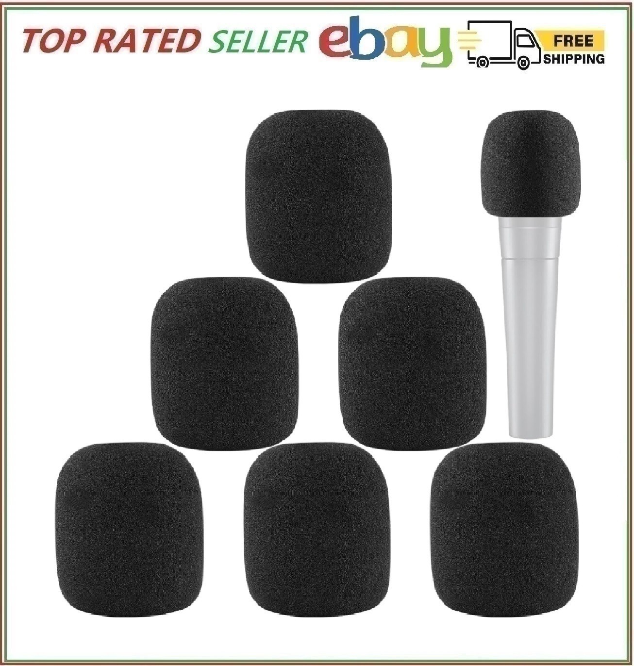 Windscreen Pop Filter Foam Cover for Shure SM58 SM48 6-Pack Black