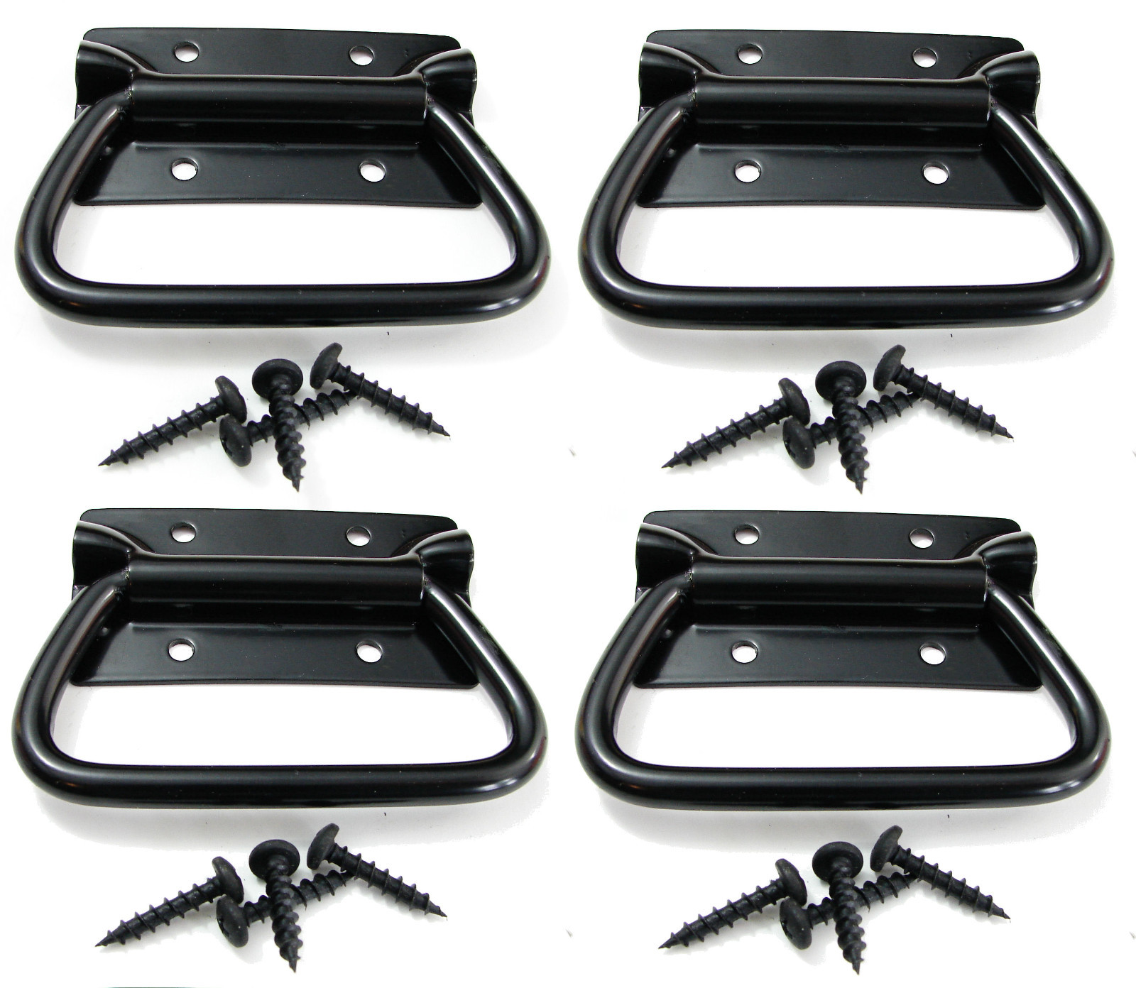 (4 PACK) RELIABLE HARDWARE 0540BK Surface Mount Chest Handle w/screws (BLACK)