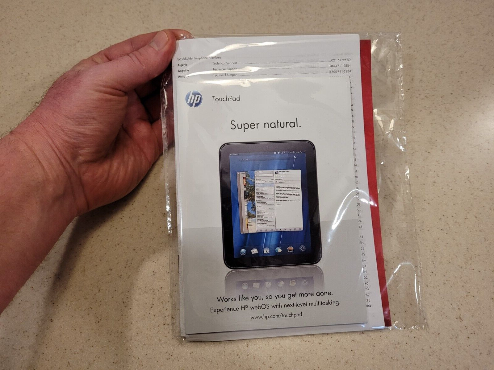HP Touchpad Instruction Manual, Sealed with Technical Support Phone Numbers