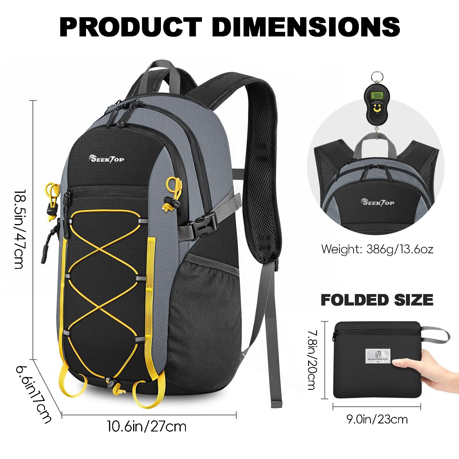 Seektop 20L Foldable Waterproof Hiking Backpack, Ultralight Small Lightweight...