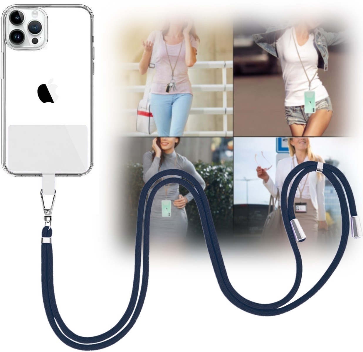 Mobile Phone Straps with Card Holder - BLUE
