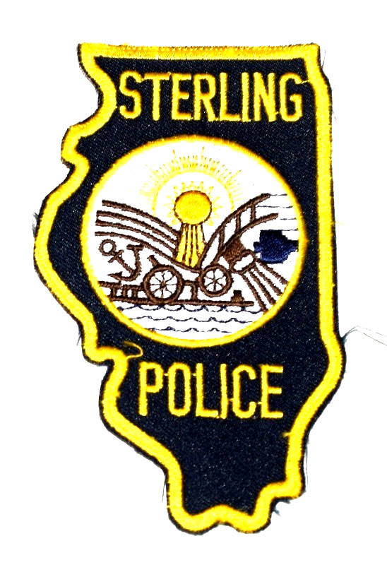 STERLING ILLINOIS IL Police Patch ~ STATE SHAPE ~1A8