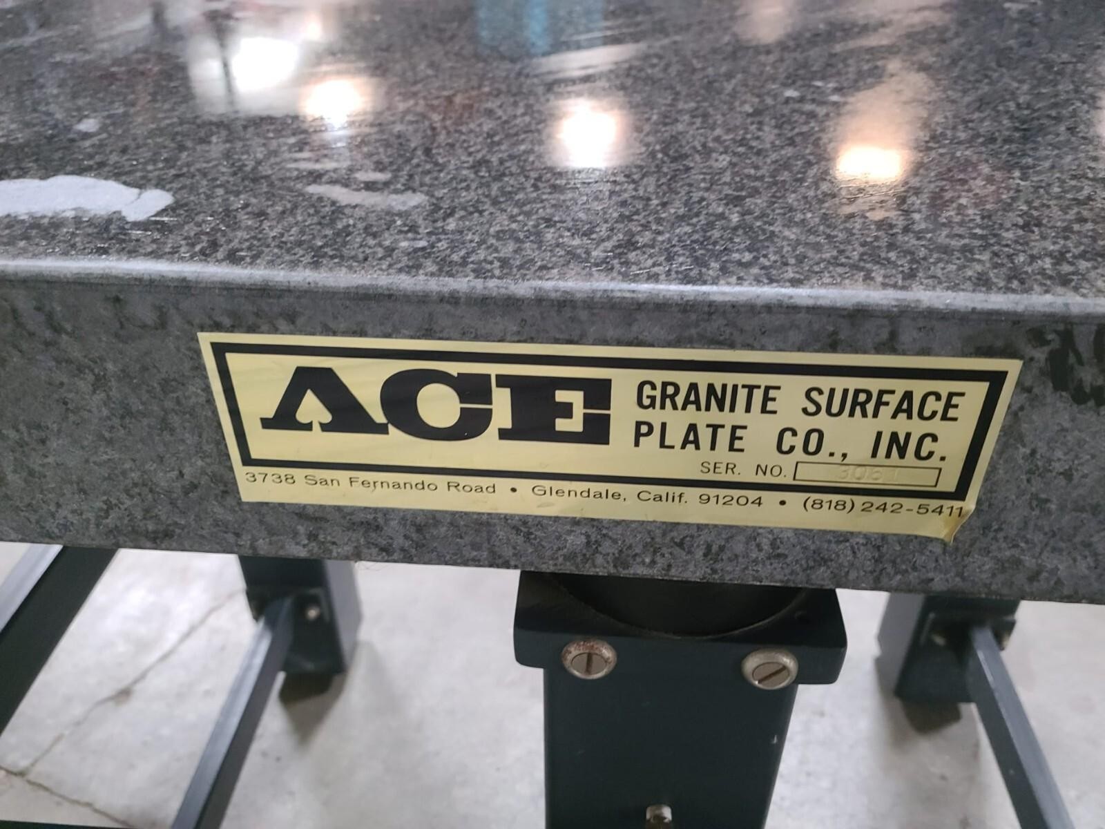 Ace Kinetic Systems Vibraplane PRECISION Granite Table Surface Inspection Plate