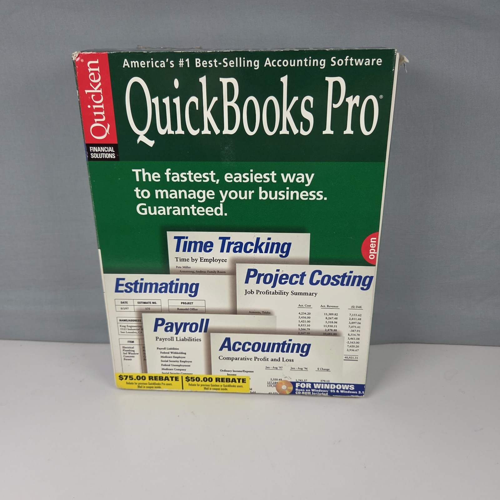 Vintage QuickenQuickbooks Version 5.0 on windows 95 windows 3.1, 3.5” Diskettes