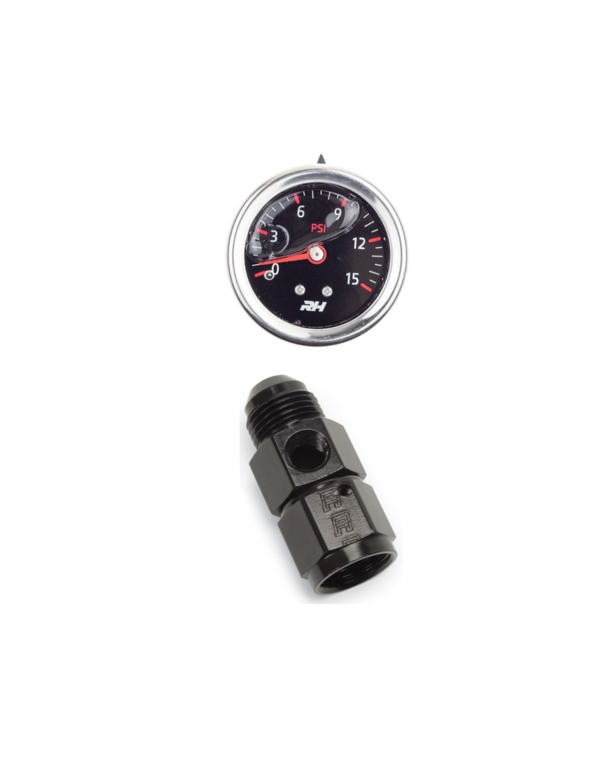 Russell Fuel Pressure Take Off Fitting -6 AN Male to -6 AN Female & Gauge