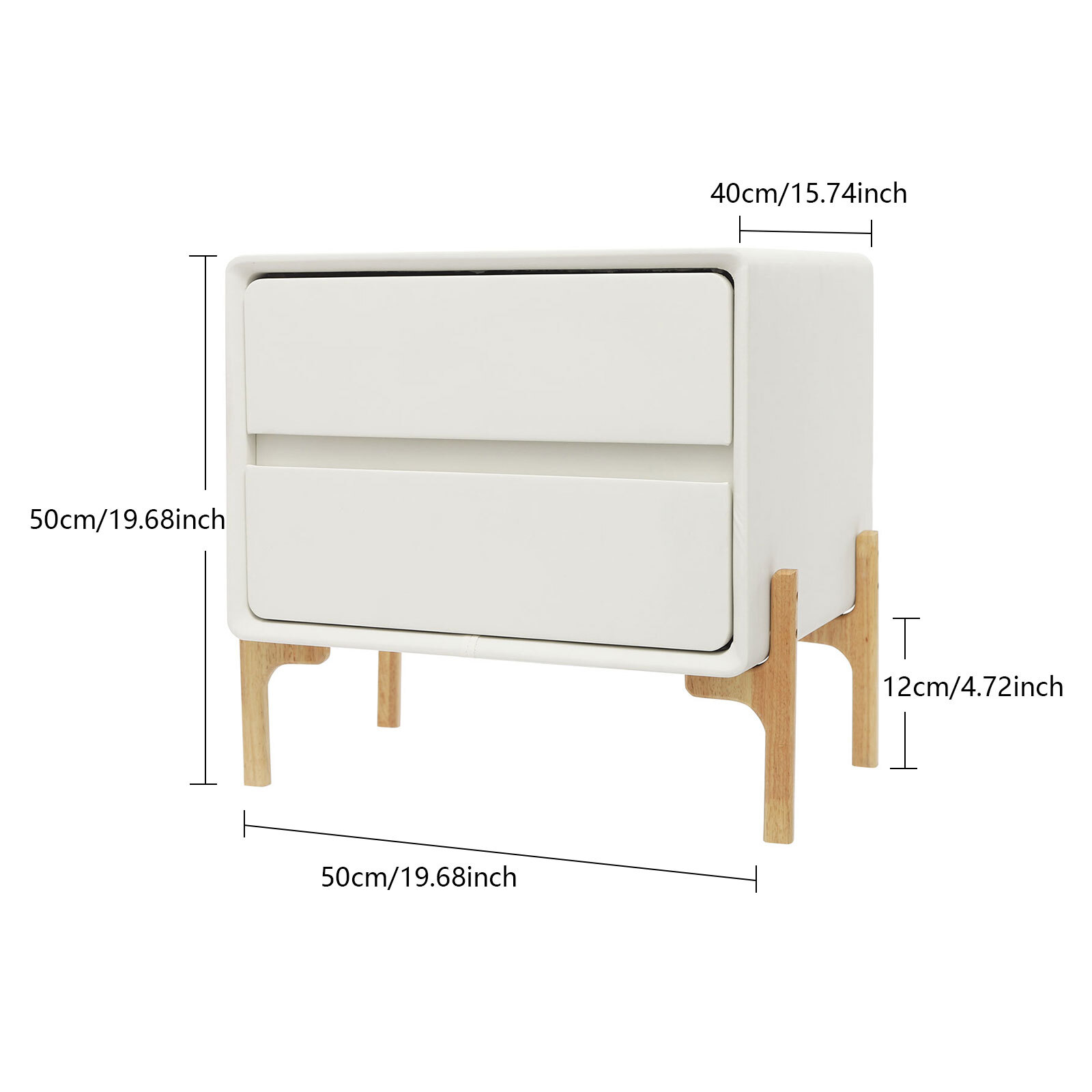 Bedside Table, Storage Bedside Table, Small Bedside Table with 2 Drawers
