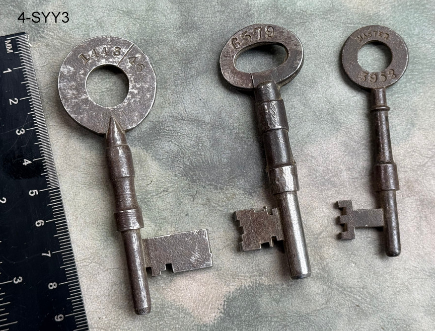 Old Skeleton Keys (Lot of 3) Rare GENUINE Antique Victorian Hospital Asylum Key