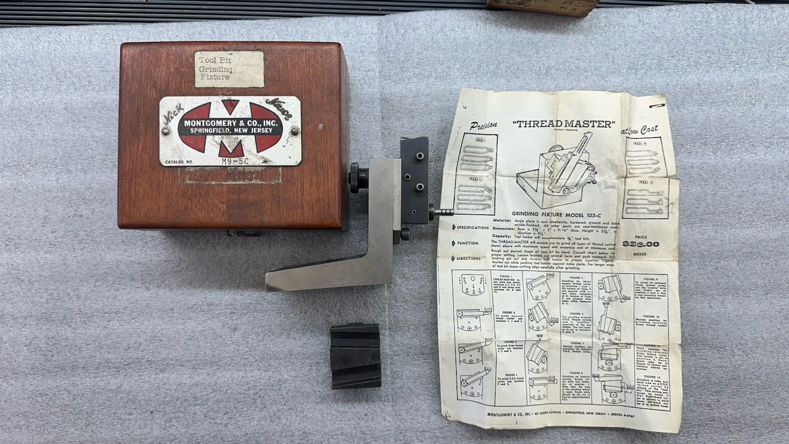 Montgomery Thread Master Lathe Tool Bit Grinding Fixture