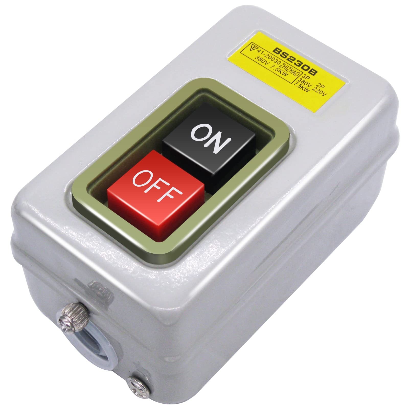 AC 220V/380V Push Button Switch On/Off Start Stop Switch 3 Phase Self Lock Elect