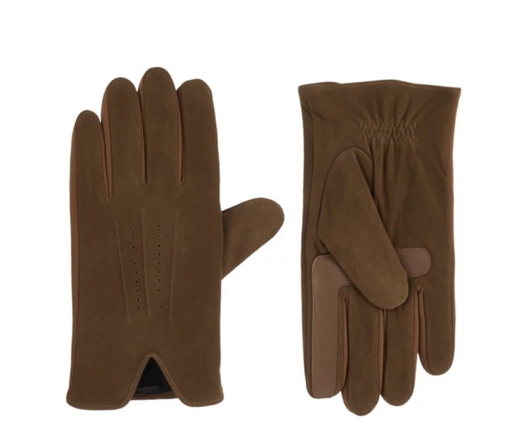 Isotoner Genuine Suede with Ultraplush Lining 3-Draw Touchscreen Gloves Sz: L