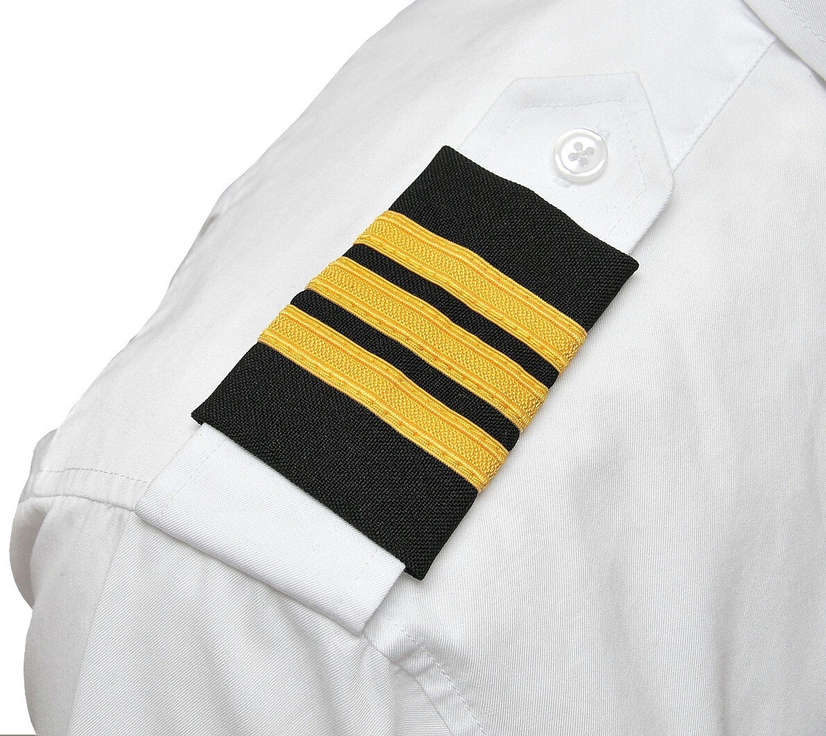 Pilot Epaulets First Officer Three Bar Gold Nylon on Navy New