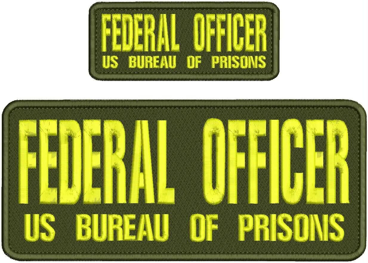 FEDERAL OFFICER US BUREAU OF PRISONS embroidery patches 4x10  2x5 hook on back
