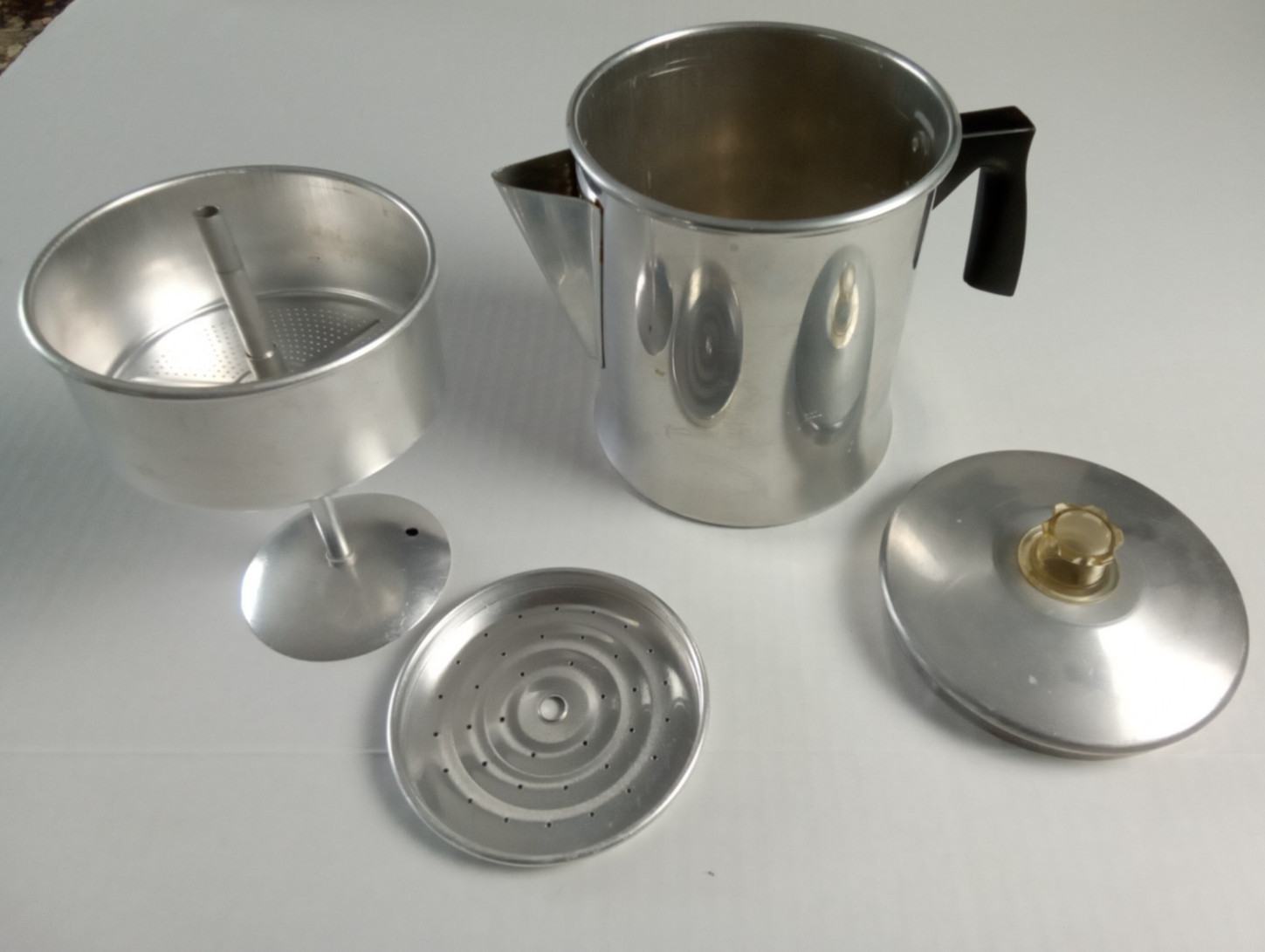 Mirro Aluminum 7 Cup Stovetop Coffee Percolator Vintage Camping Complete