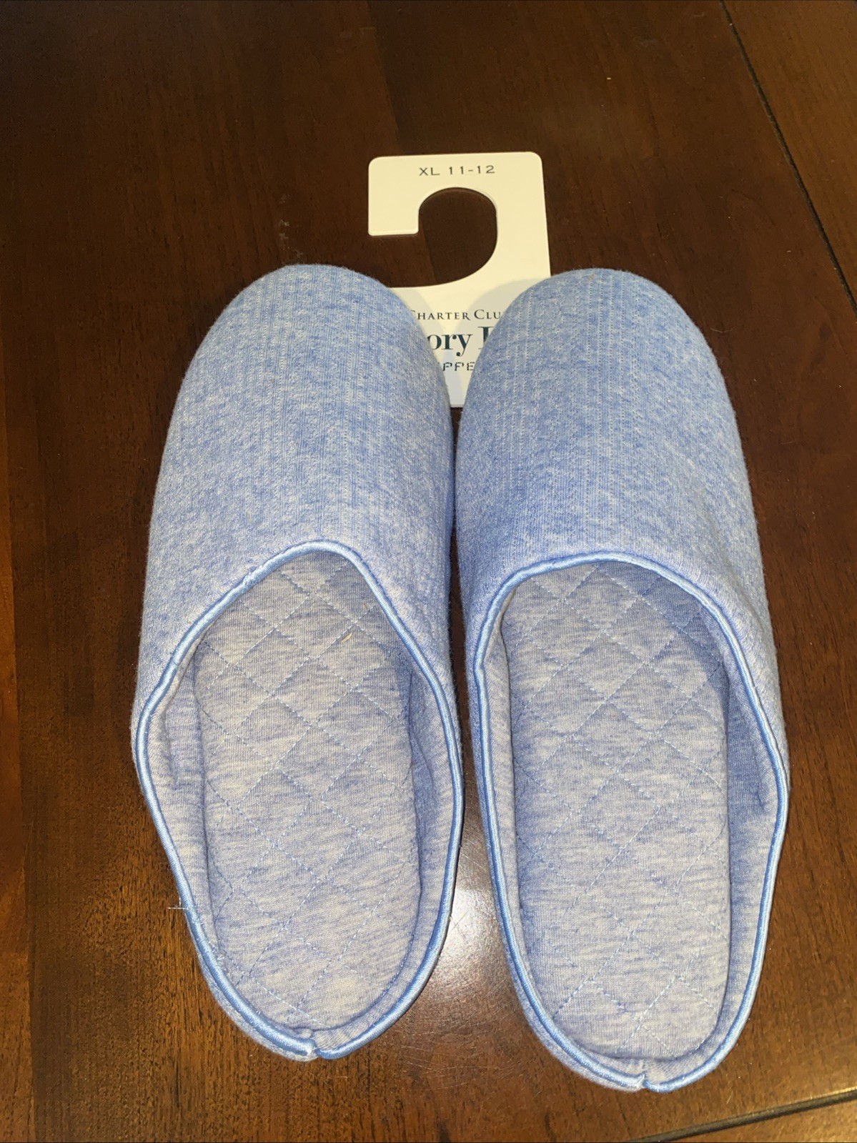 Charter Club Memory Foam Blue Womens Slippers Size 11-12 Indoor Outdoor NWT