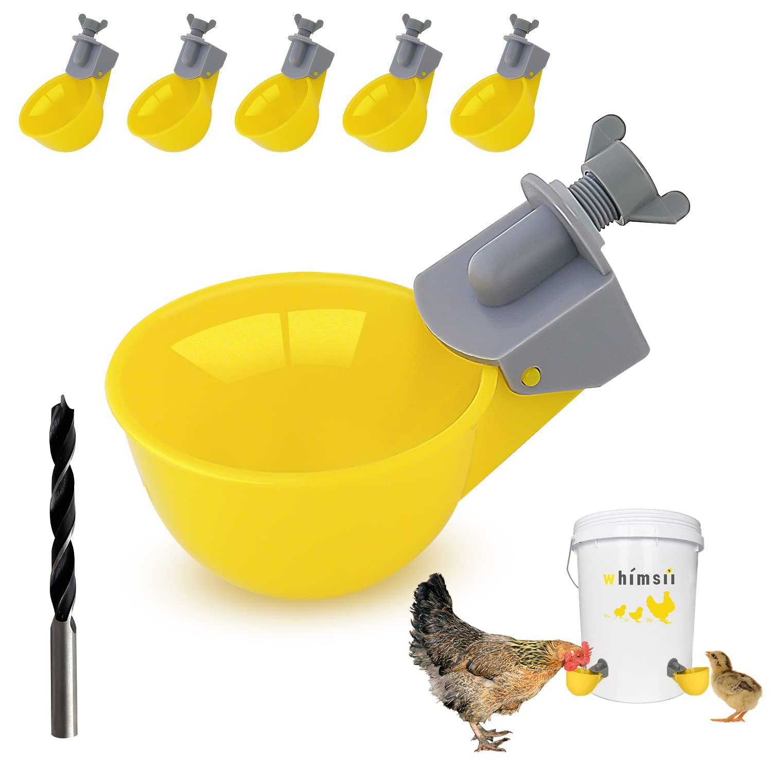 Chicken Water Cups Feeder, Automatic Chicken Waterer, Anti-Leak System, Holds