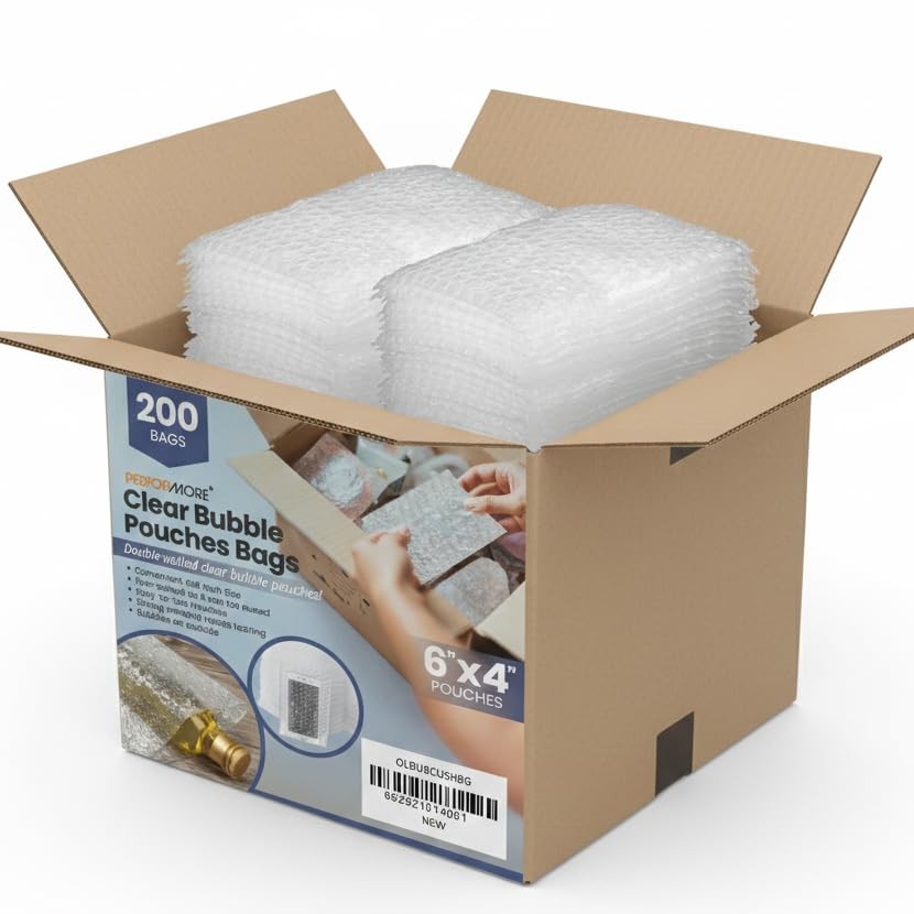 200 Pack Bubble Cushioning Pouches 4" x 6" – Small Wrap Bags for Clear