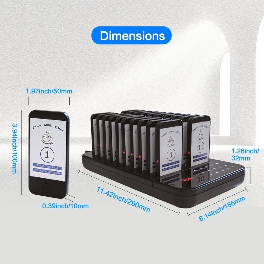 Wireless Restaurant Pager System with 20 Beepers for Efficient Guest Management