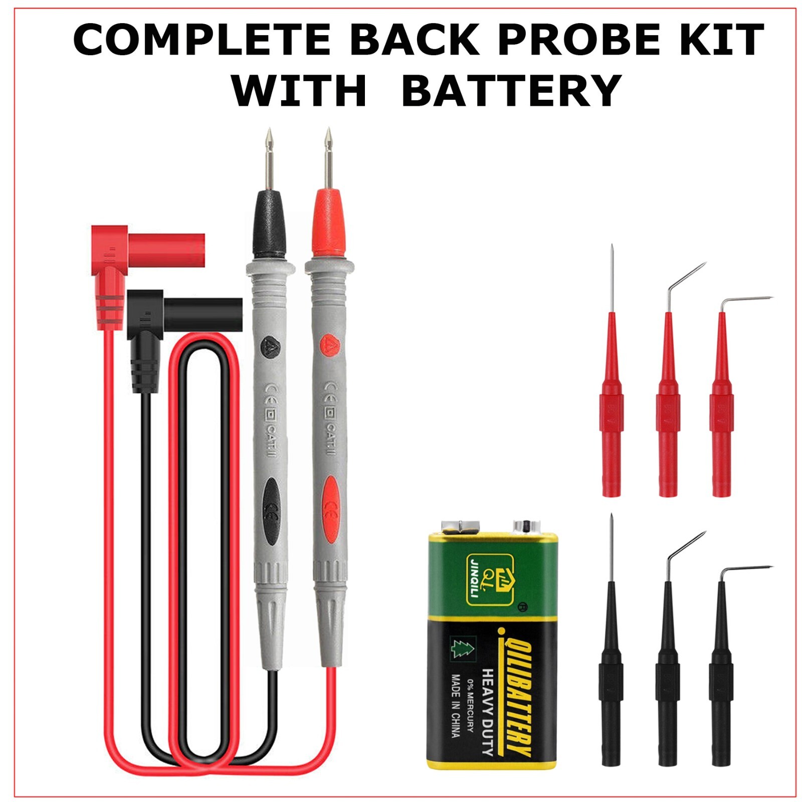 Digital Multimeter AC DC Voltmeter Ammeter Ohmmeter Back Probe Test Leads