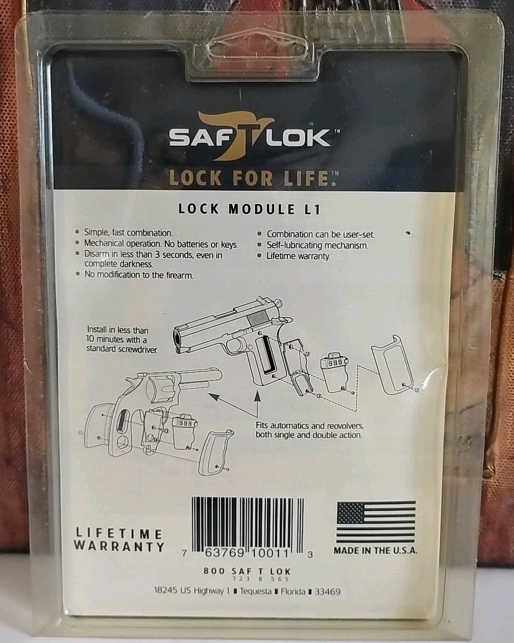 SAFE T LOCK Model L1-N Black Lock Module , SafeTlock SAFTLOK