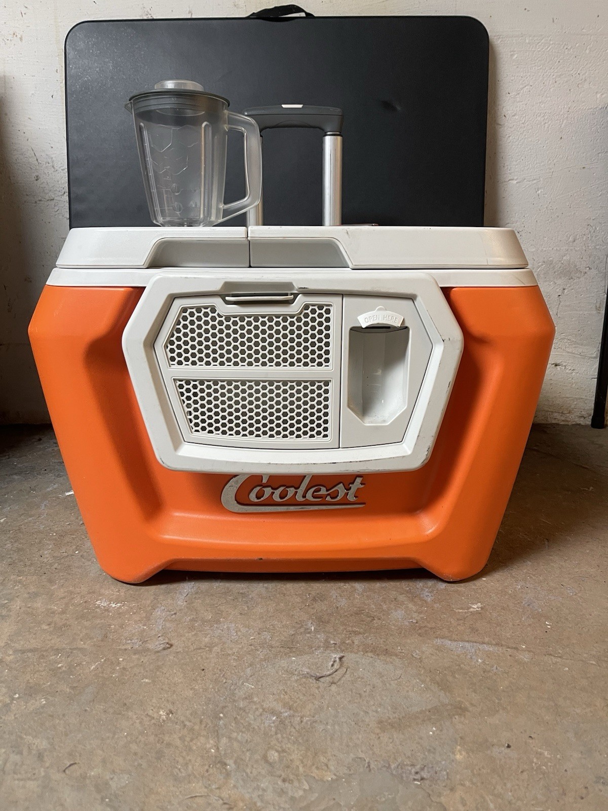 Coolest Cooler Orange w/ Battery, Charger, Blender, Corkscrew, Manual- Tested