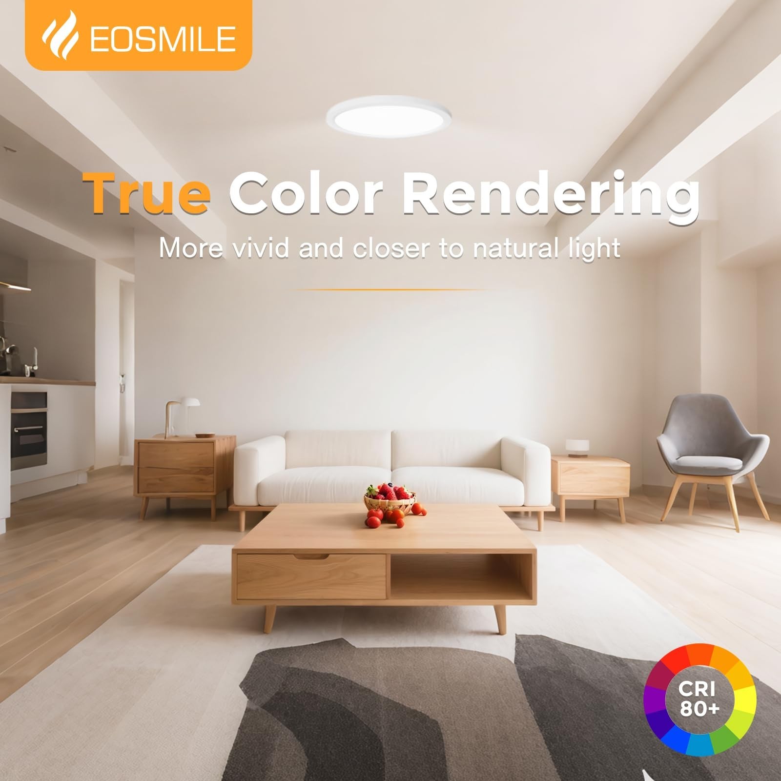 1Pack 15.8 Inch LED Flush Mount Ceiling Light, 35W, 3850LM, 2700K-5000K 5Colo...