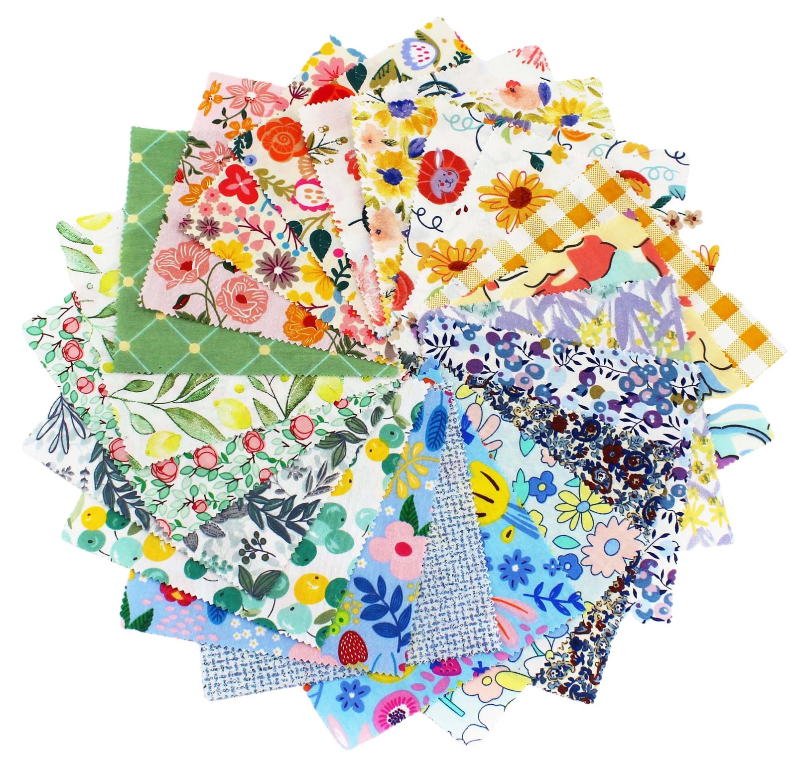 Floral Print 100% Cotton Fabric Charm Pack - 42 Precut 5 x 5 Inch, Color 3