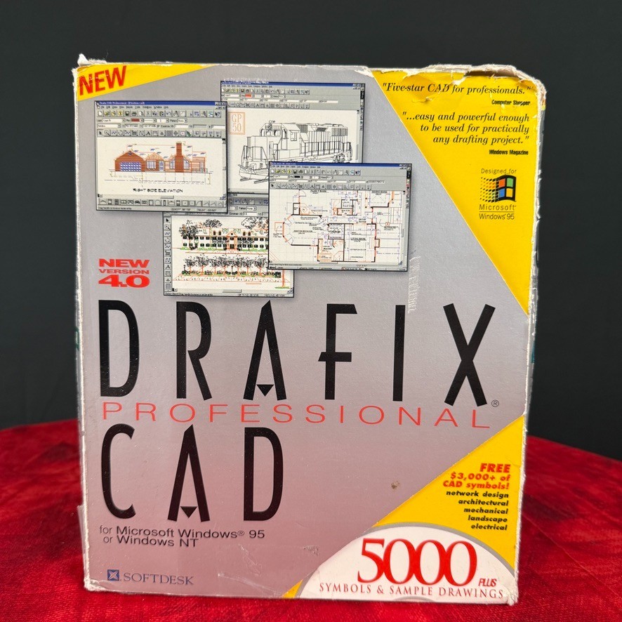 Drafix Professional CAD 5000 Symbols Windows 95 NT Vintage Software Box
