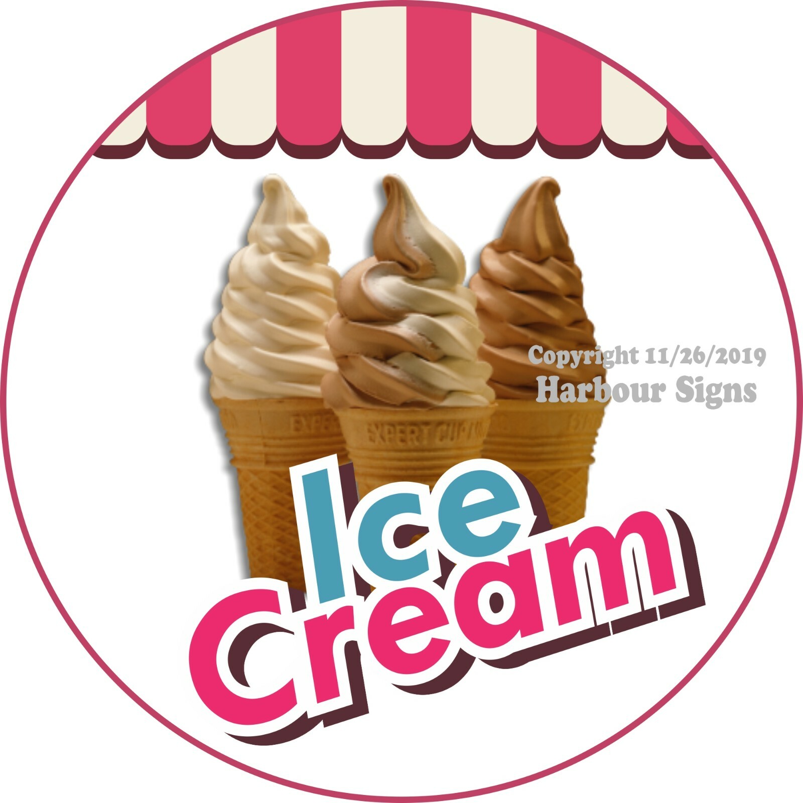 Ice Cream DECAL (Choose Your Size) Circle Concession Food Truck Vinyl Sticker